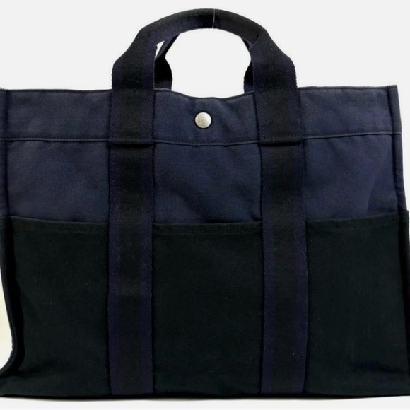 Hermes Foule MM Bi Color Navy/Black Tote Hand Bag VGC - Picture 1 of 11